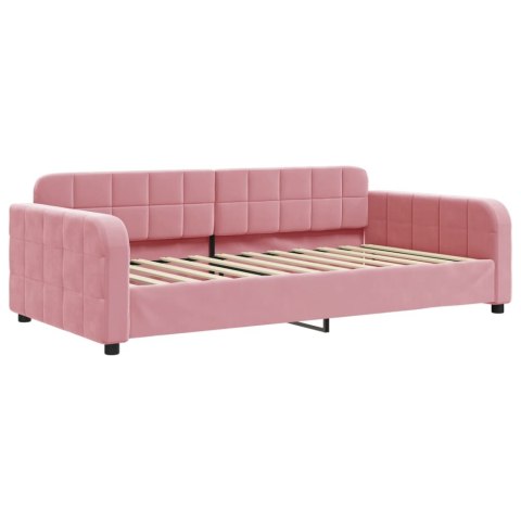 Sofa z materacem do spania, różowa, 100x200 cm, aksamit