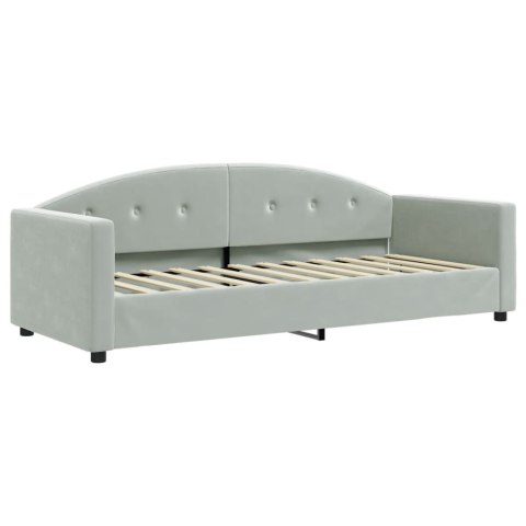 Sofa rozsuwana z szufladami, jasnoszara, 80x200 cm, aksamit