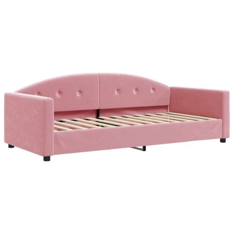 Sofa z materacem do spania, różowa, 90x200 cm, aksamit
