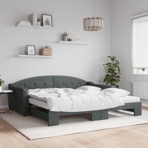 Sofa rozsuwana z materacami, ciemnoszara, 100x200 cm, tkanina