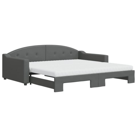 Sofa rozsuwana z materacami, ciemnoszara, 100x200 cm, tkanina