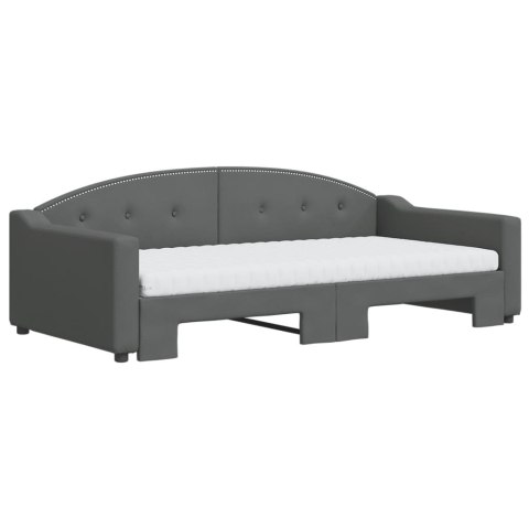 Sofa rozsuwana z materacami, ciemnoszara, 100x200 cm, tkanina
