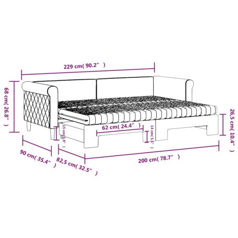 Sofa rozsuwana z materacami, czarna, 80x200 cm, aksamit