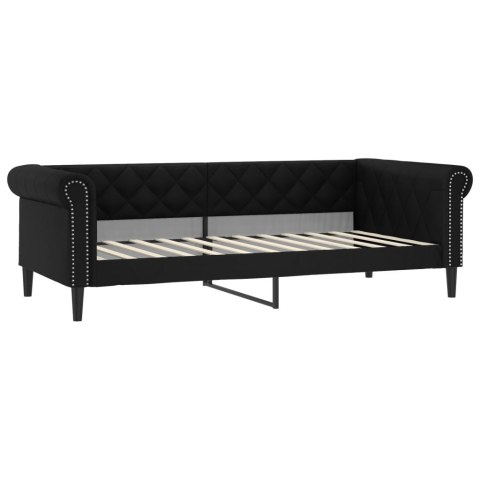 Sofa rozsuwana z materacami, czarna, 90x200 cm, ekoskóra