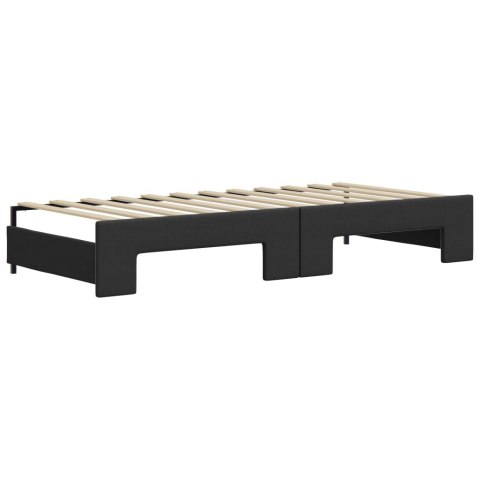 Sofa rozsuwana z materacami, czarna, 90x200 cm, ekoskóra