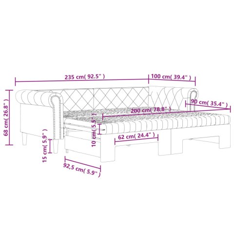 Sofa rozsuwana z materacami, czarna, 90x200 cm, ekoskóra