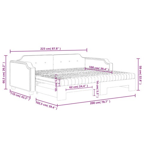 Sofa rozsuwana z materacami, jasnoszara, 100x200 cm, tkanina