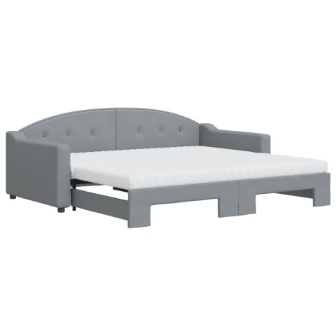 Sofa rozsuwana z materacami, jasnoszara, 90x190 cm, tkanina