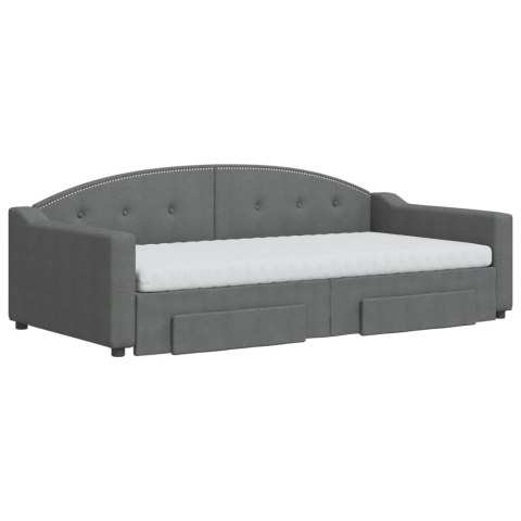 Sofa rozsuwana z szufladami, ciemnoszara, 100x200 cm, tkanina