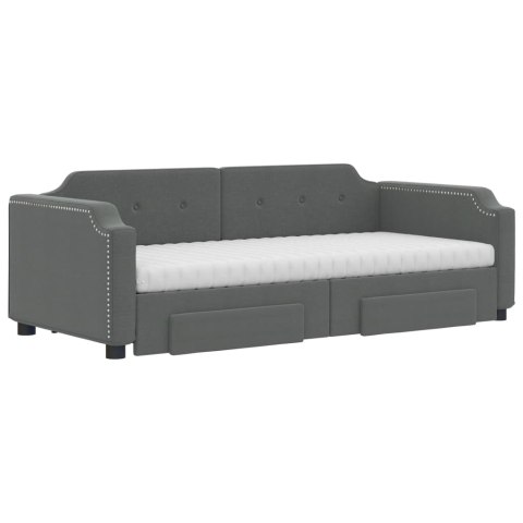 Sofa rozsuwana z szufladami, ciemnoszara, 100x200 cm, tkanina