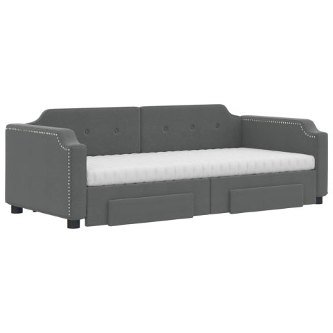 Sofa rozsuwana z szufladami, ciemnoszara, 90x200 cm, tkanina