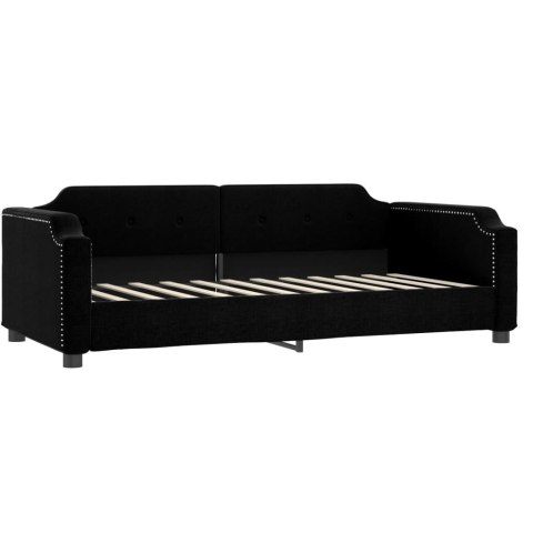Sofa rozsuwana z szufladami, czarna, 100x200 cm, tkanina