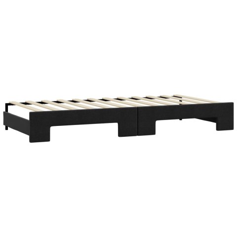 Sofa rozsuwana z szufladami, czarna, 100x200 cm, tkanina