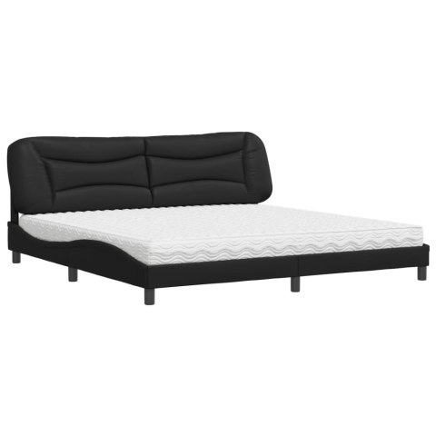 Łóżko z materacem, Hvar, czarne, 200x200 cm, sztuczna skóra