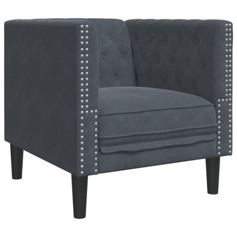 3-cz. wypoczynek Chesterfield z wałkami, ciemnoszary, aksamit
