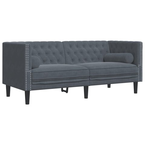 2-cz. wypoczynek Chesterfield z wałkami, ciemnoszary, aksamit