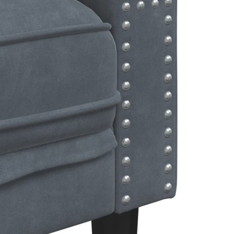 2-cz. wypoczynek Chesterfield z wałkami, ciemnoszary, aksamit