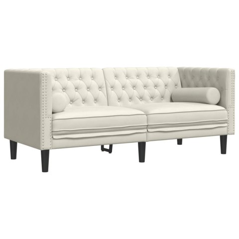 2-cz. wypoczynek Chesterfield z wałkami, kremowy, aksamit