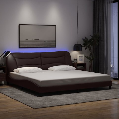 Rama łóżka z LED bez materaca Hvar Ciemny brąz 200x200 cm Tkanina