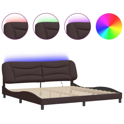 Rama łóżka z LED bez materaca Hvar Ciemny brąz 200x200 cm Tkanina