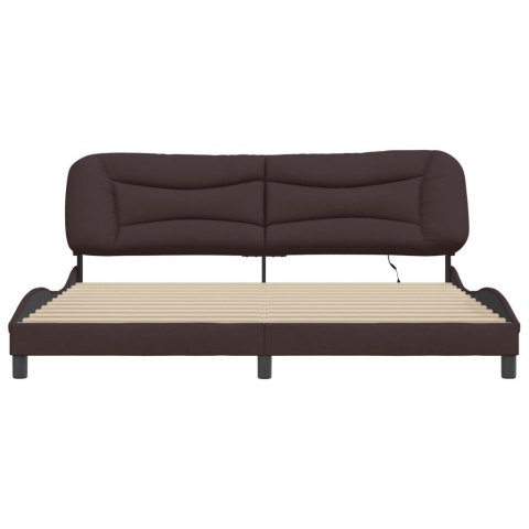 Rama łóżka z LED bez materaca Hvar Ciemny brąz 200x200 cm Tkanina