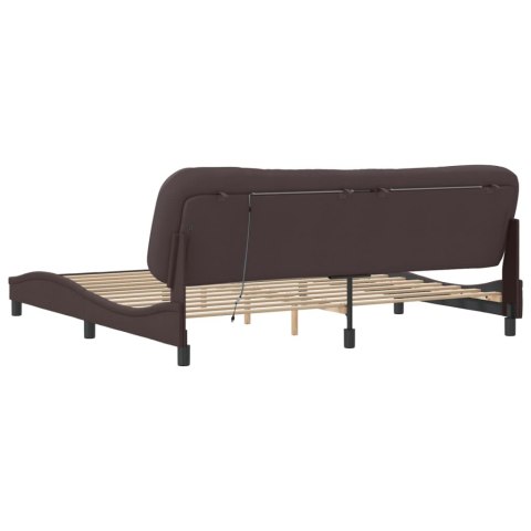 Rama łóżka z LED bez materaca Hvar Ciemny brąz 200x200 cm Tkanina