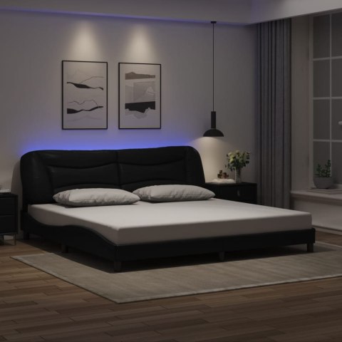 Rama łóżka z LED bez materaca, Hvar, czarna, 200x200 cm
