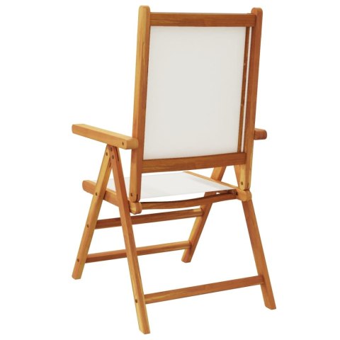 Rozkładane krzesła ogrodowe, 8 szt., kremowe, drewno i tkanina