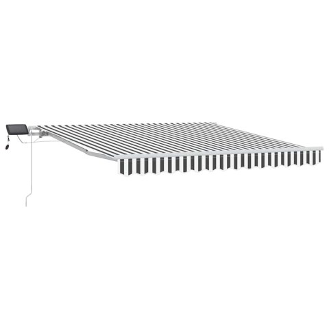 Ręcznie zwijana markiza z LED, antracytowo-biała, 300x250 cm