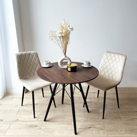 Stół loft nowoczesny okrągły Paris Black 80 cm jesion