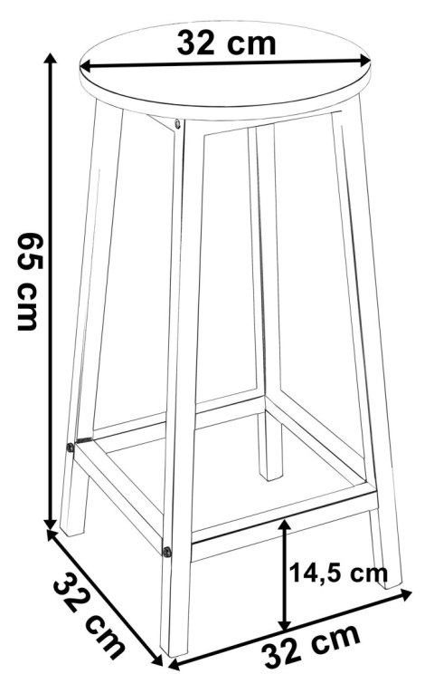 Krzesło barowe metalowe FLINT BIAŁY MODERN OAK