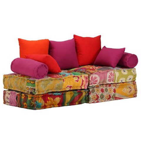 Puf modułowy, 2-osobowy, patchwork, tkanina