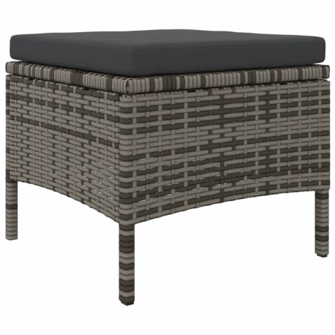 2-os. sofa ogrodowa ze stolikiem i stołkami, szara, polirattan