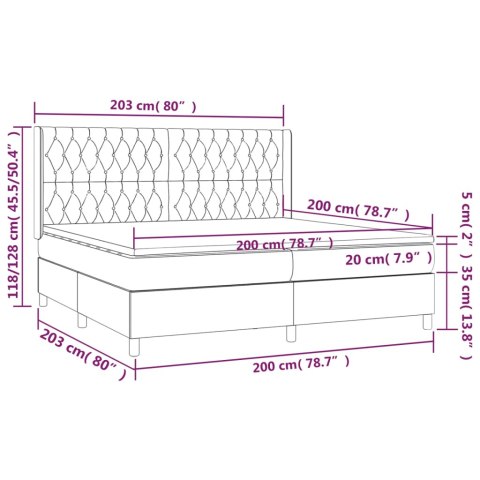 Łóżko kontynentalne z materacem i LED, różowy aksamit 200x200cm