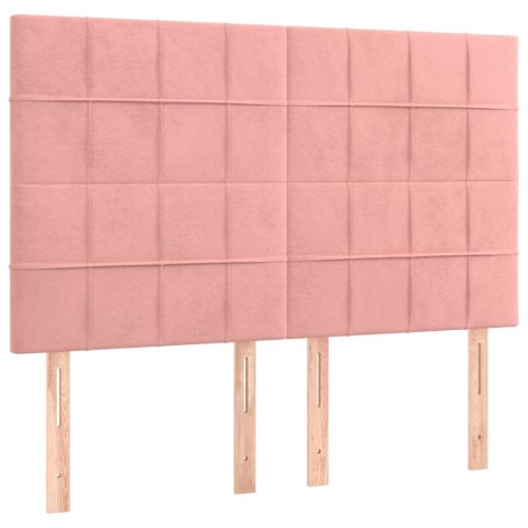 Łóżko kontynentalne z materacem, różowe, 140x200 cm, aksamit