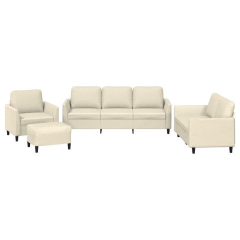 4-osobowa sofa z poduszkami, kremowa, sztuczna skóra