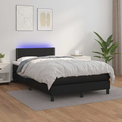 Łóżko kontynentalne z materacem i LED, czarne, 120x190 cm