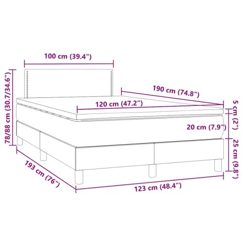 Łóżko kontynentalne z materacem i LED, czarne, 120x190 cm