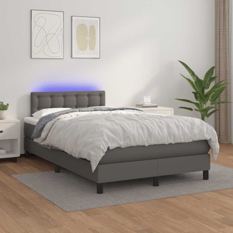 Łóżko kontynentalne z materacem i LED, szare, 120x190 cm