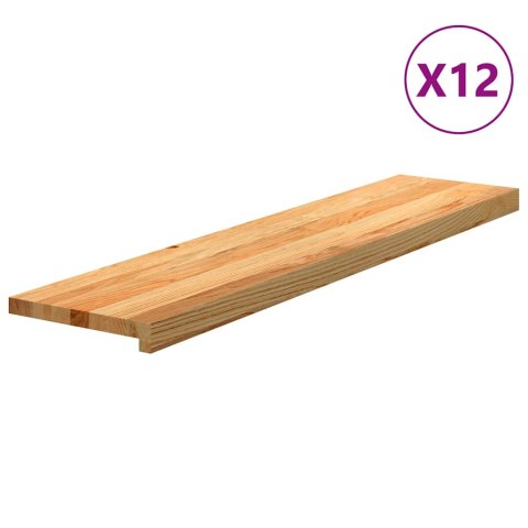 Stopnie schodowe, 12 szt. brązowe 110x25x2cm lite drewno dębowe