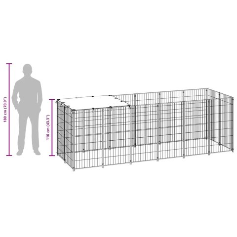 Kojec dla psa, czarny, 330x110x110 cm, stalowy