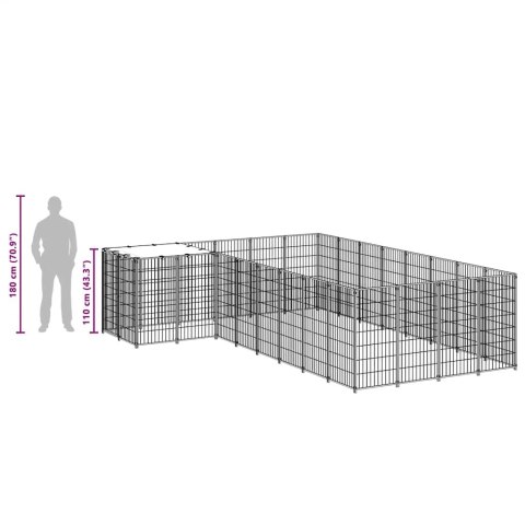 Kojec dla psa, czarny, 10,89 m², stalowy