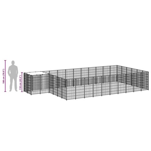 Kojec dla psa, czarny, 19,36 m², stalowy