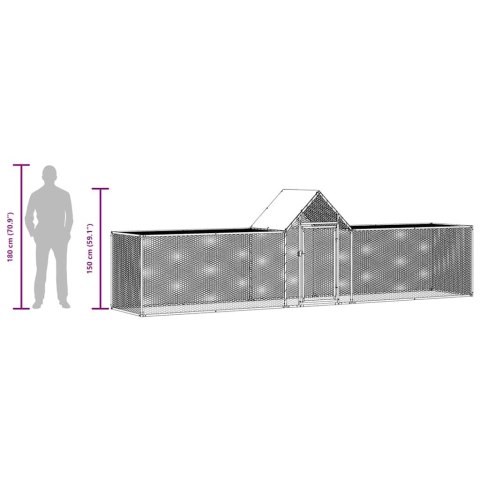 Woliera dla kur, 5 x 1 x 1,5 m, galwanizowana stal