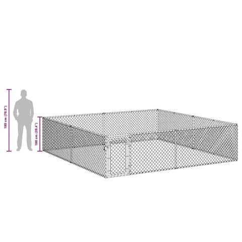 Kojec dla psa, galwanizowana stal, 4 x 4 x 1 m