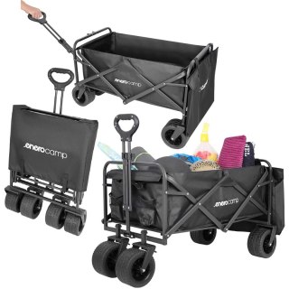 WÓZEK TURYSTYCZNO PLAŻOWY DELUXE SKŁADANY 90x57x73-96CM Z UCHWYTEM CZARNY
