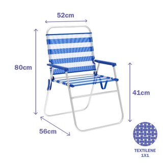 Marbueno Krzesło Składane Aluminiowe W Paski Niebieskie i Białe Plaża i Basen 52X56X80 cm 10313