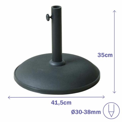 Marbueno Podstawa Parasol Okrągła Cement 41,5x35 cm 15KG Czarny Ogród, Basen