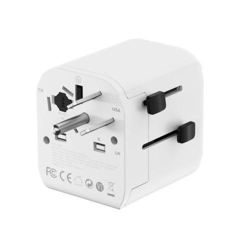GEMBIRD UNIWERSALNY ADAPTER PODRÓŻNY Z UZIEMIENIEM 20 W, BIAŁY