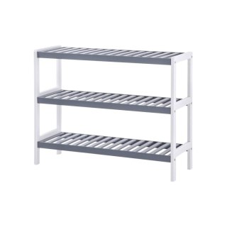 Bambusowy regał na buty 3 półki biało-szary 70x26x55 cm